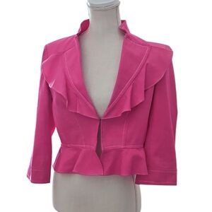 Peck & Peck Vibrant Pink Ruffled Blazer